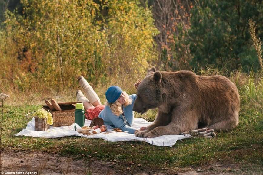 Невероятные фотографии пикника с медведем